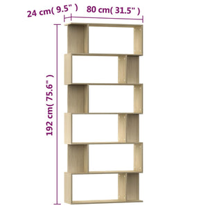 Βιβλιοθήκη/Διαχωριστικό Sonoma Δρυς 80x24x192 εκ. Επεξ. Ξύλο
