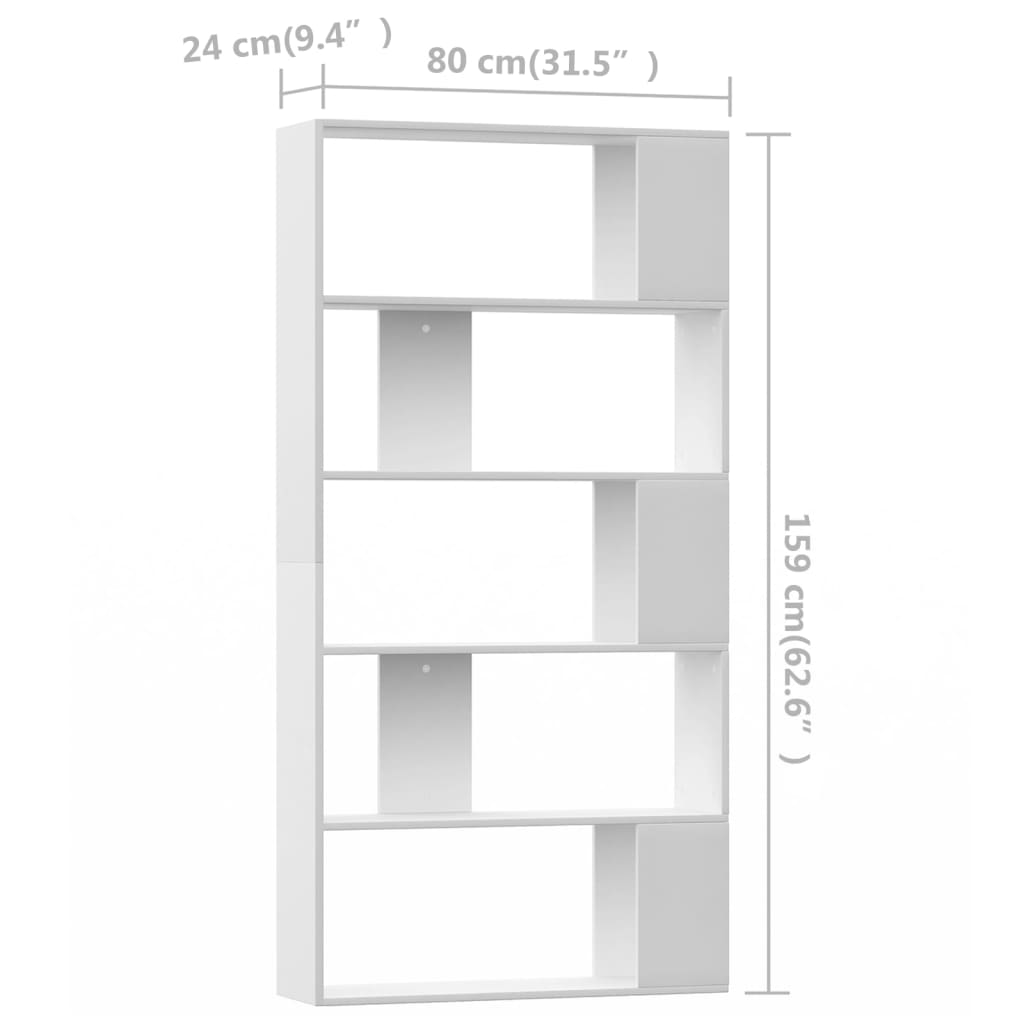 Βιβλιοθήκη/Διαχωριστικό Χώρου Λευκό 80x24x159 εκ. Επεξ. Ξύλο - Pakobazaar