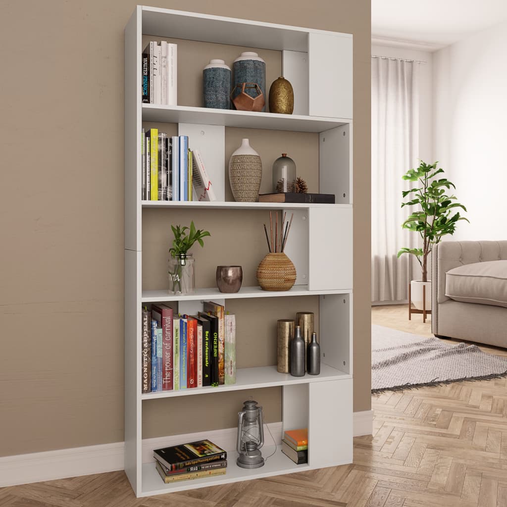 Βιβλιοθήκη/Διαχωριστικό Χώρου Λευκό 80x24x159 εκ. Επεξ. Ξύλο - Pakobazaar