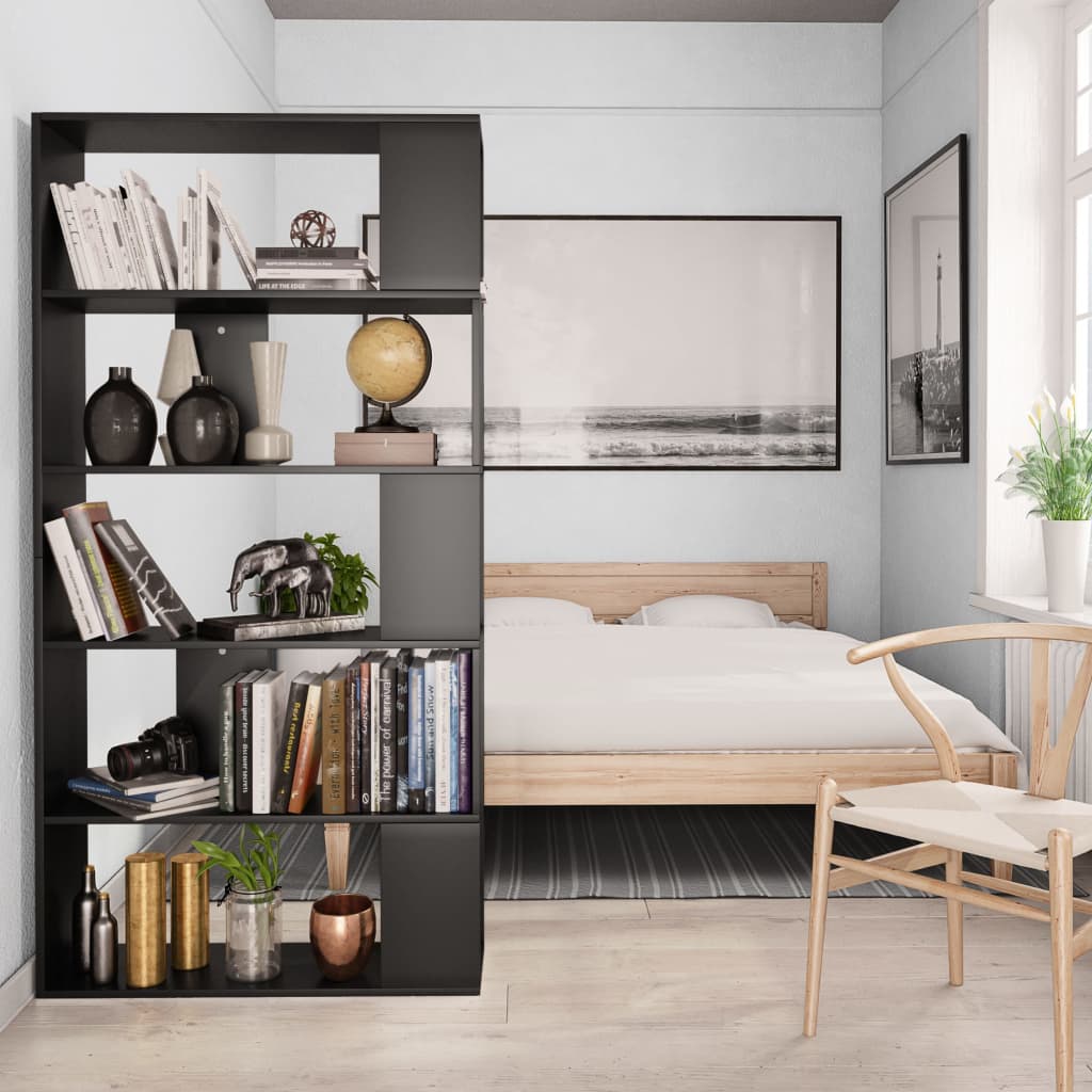 Βιβλιοθήκη/Διαχωριστικό Χώρου Μαύρο 80x24x159 εκ. Επεξ. Ξύλο - Pakobazaar