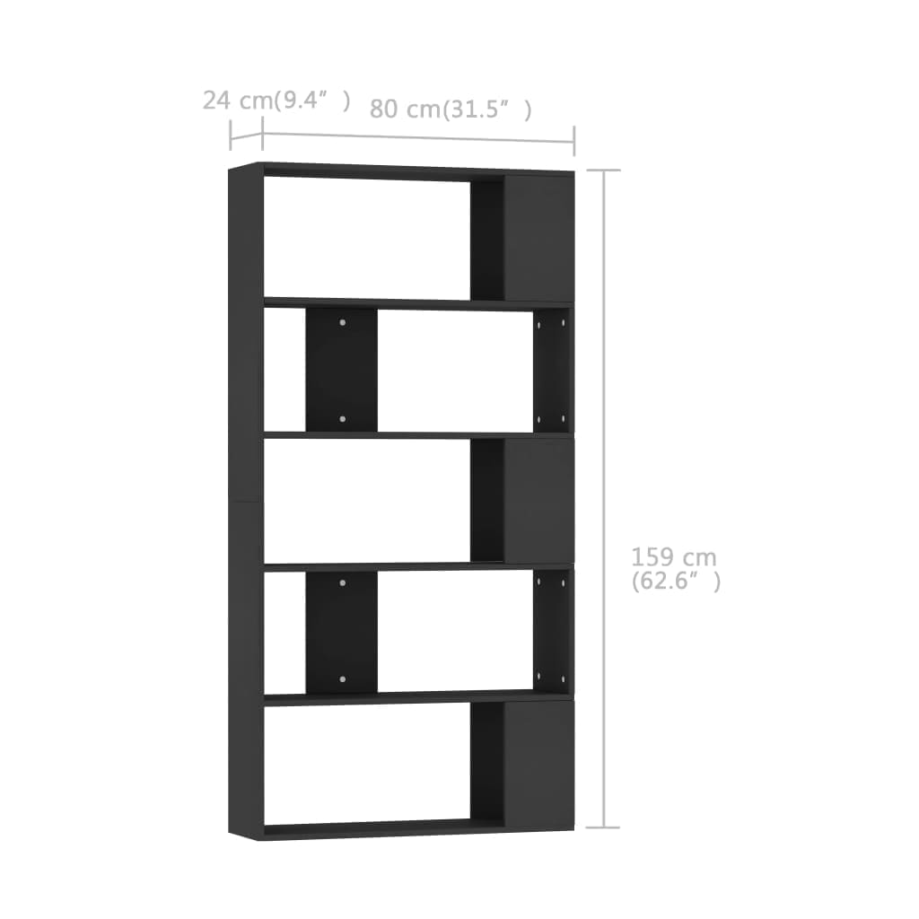 Βιβλιοθήκη/Διαχωριστικό Χώρου Μαύρο 80x24x159 εκ. Επεξ. Ξύλο - Pakobazaar