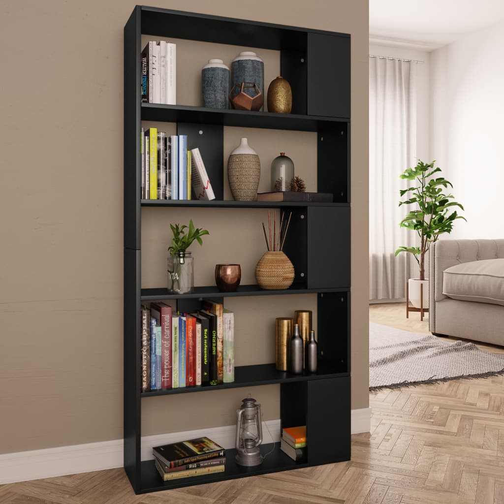 Βιβλιοθήκη/Διαχωριστικό Χώρου Μαύρο 80x24x159 εκ. Επεξ. Ξύλο - Pakobazaar