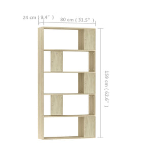 Βιβλιοθήκη/Διαχωριστικό Sonoma Δρυς 80x24x159 εκ. Επεξ. Ξύλο