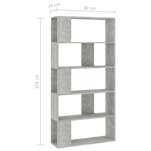 Βιβλιοθήκη/Διαχωριστικό Γκρι Σκυροδέμ. 80x24x159 εκ Επεξ. Ξύλο