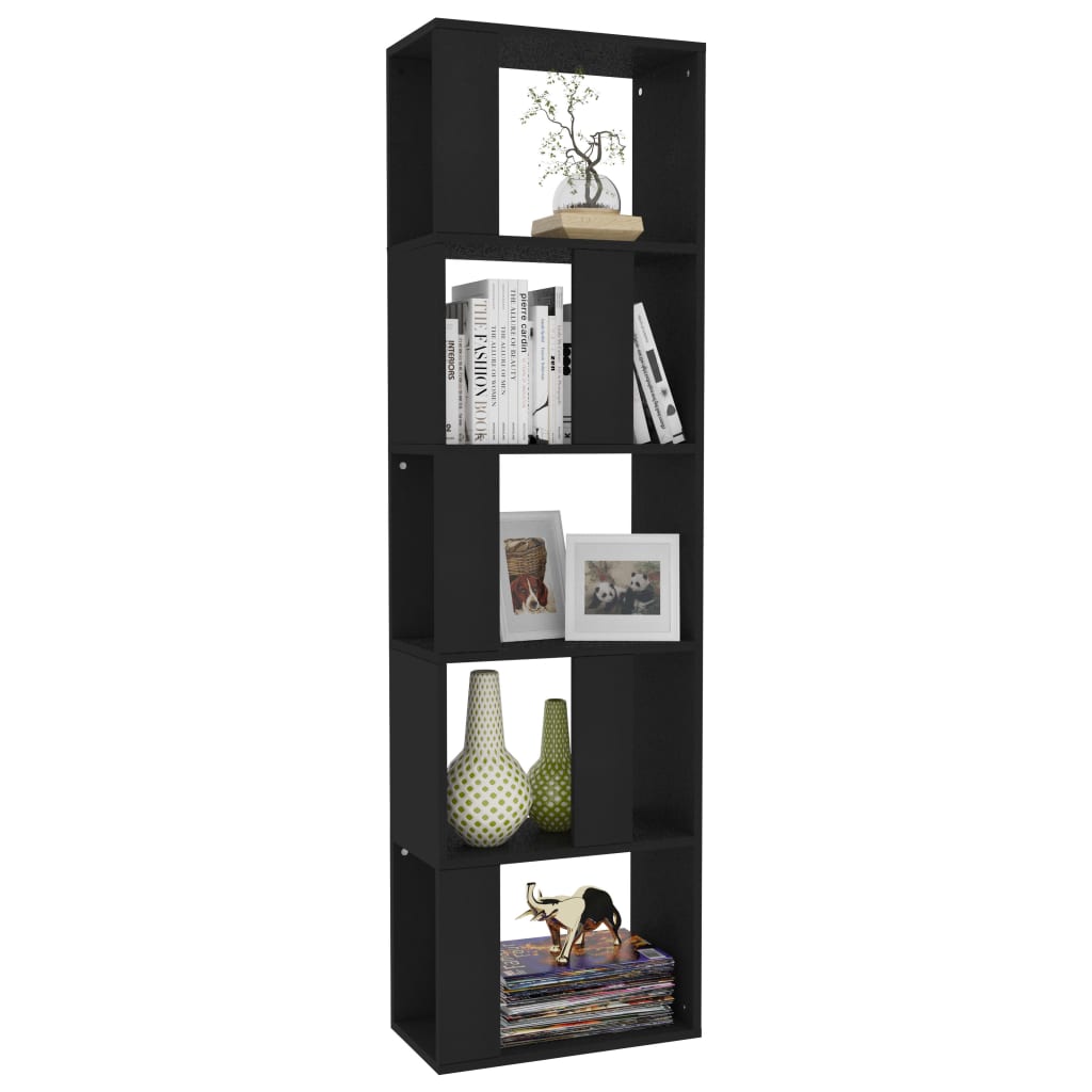 Βιβλιοθήκη/Διαχωριστικό Χώρου Μαύρη 45x24x159 εκ. Επεξ. Ξύλο