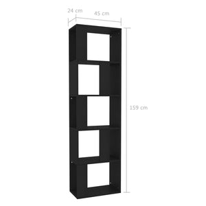Βιβλιοθήκη/Διαχωριστικό Χώρου Μαύρη 45x24x159 εκ. Επεξ. Ξύλο