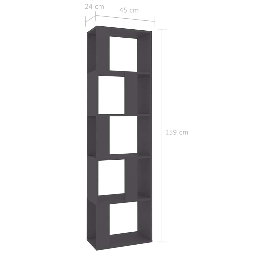 Βιβλιοθήκη/Διαχωριστικό Χώρου Γκρι 45x24x159 εκ. Μοριοσανίδα