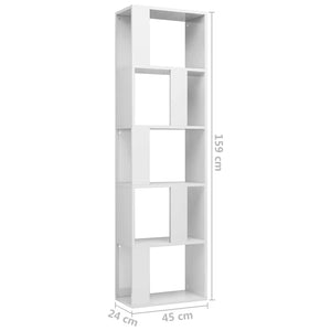 Βιβλιοθήκη/Διαχωριστικό Γυαλιστ. Λευκό 45x24x159 εκ Επεξ. Ξύλο