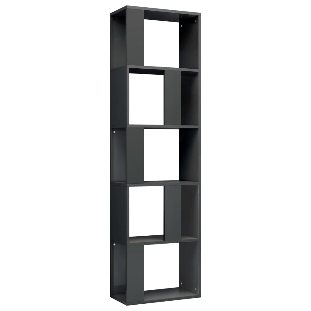 Βιβλιοθήκη/Διαχωριστικό Γυαλιστ. Γκρι 45x24x159 εκ Μοριοσανίδα