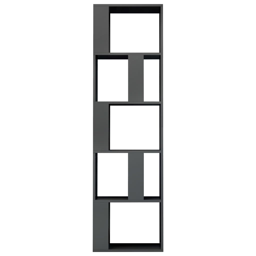 Βιβλιοθήκη/Διαχωριστικό Γυαλιστ. Γκρι 45x24x159 εκ Μοριοσανίδα