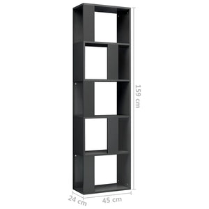Βιβλιοθήκη/Διαχωριστικό Γυαλιστ. Γκρι 45x24x159 εκ Μοριοσανίδα