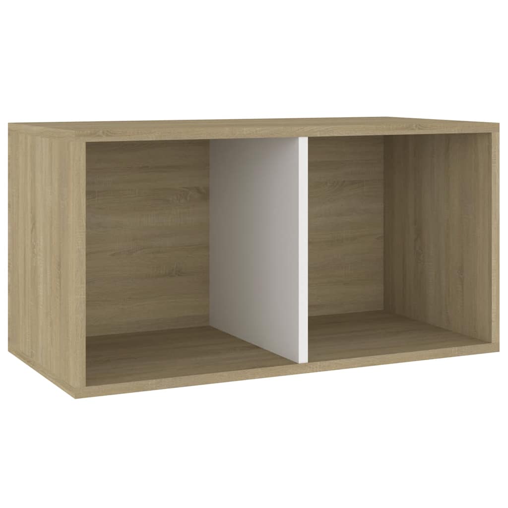 Έπιπλο Δίσκων Βινυλίου Λευκό Sonoma Δρυς 71x34x36εκ. Επεξ. Ξύλο