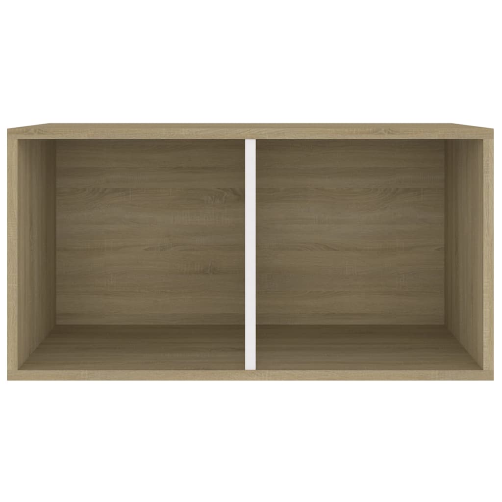 Έπιπλο Δίσκων Βινυλίου Λευκό Sonoma Δρυς 71x34x36εκ. Επεξ. Ξύλο