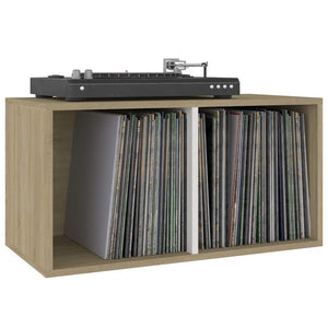 Έπιπλο Δίσκων Βινυλίου Λευκό Sonoma Δρυς 71x34x36εκ. Επεξ. Ξύλο