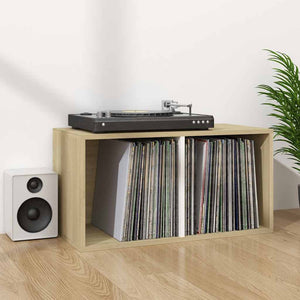 Έπιπλο Δίσκων Βινυλίου Λευκό Sonoma Δρυς 71x34x36εκ. Επεξ. Ξύλο