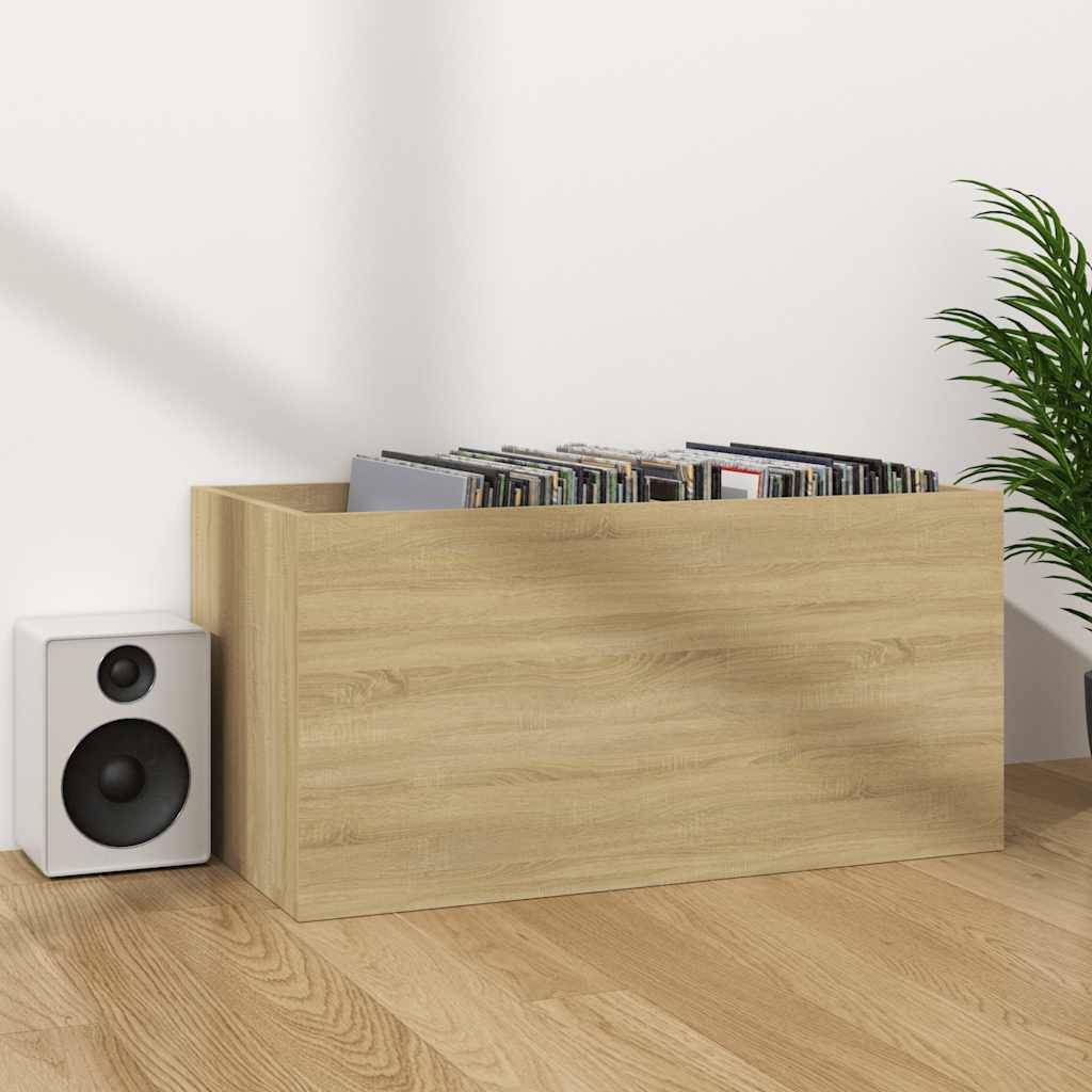 Έπιπλο Δίσκων Βινυλίου Λευκό Sonoma Δρυς 71x34x36εκ. Επεξ. Ξύλο