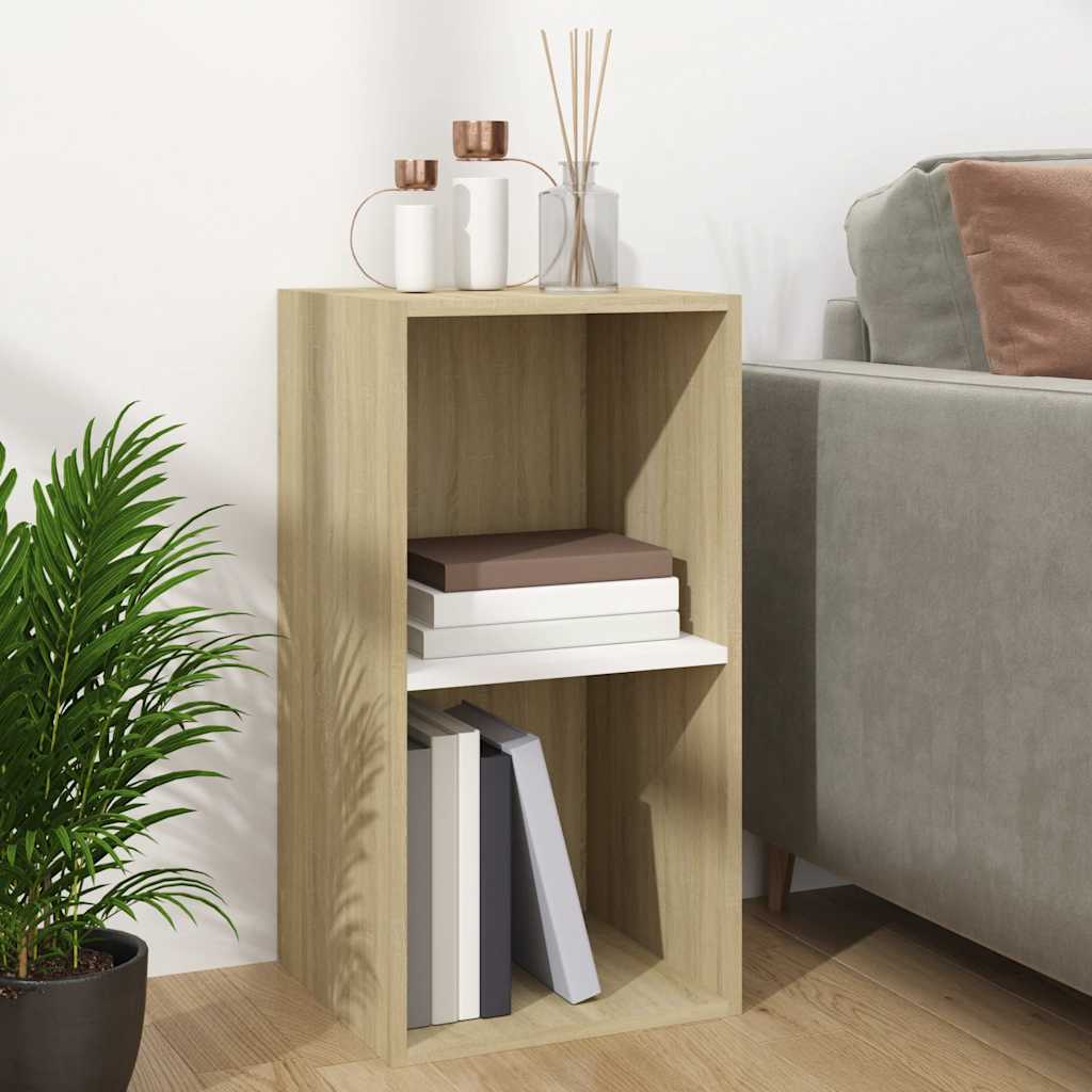 Έπιπλο Δίσκων Βινυλίου Λευκό Sonoma Δρυς 71x34x36εκ. Επεξ. Ξύλο