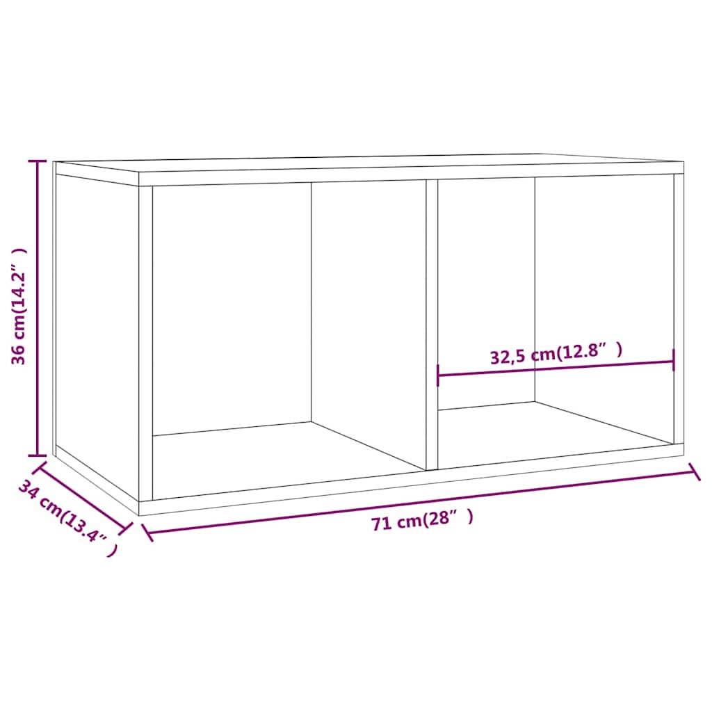 Έπιπλο Δίσκων Βινυλίου Λευκό Sonoma Δρυς 71x34x36εκ. Επεξ. Ξύλο