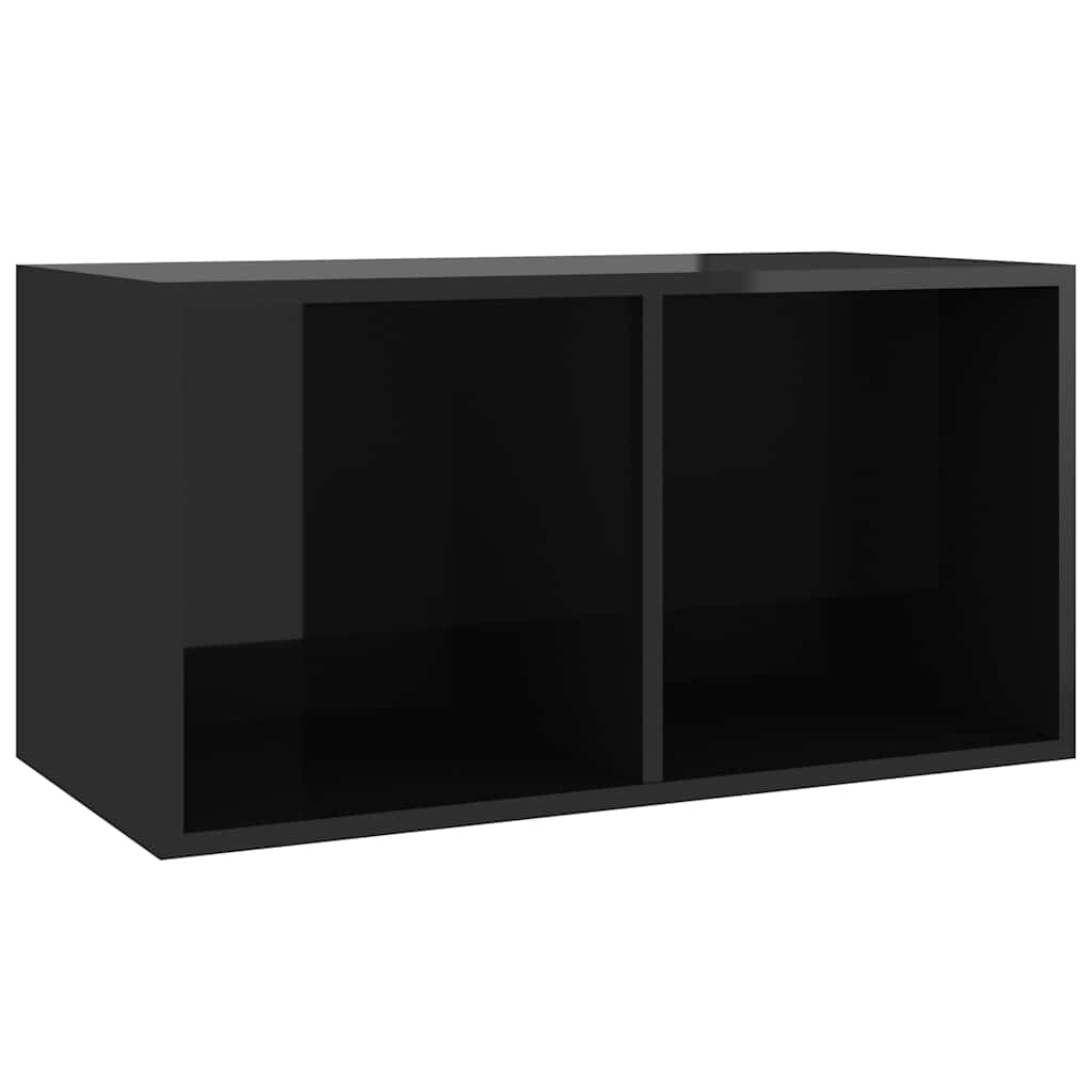 Έπιπλο Δίσκων Βινυλίου Γυαλ. Μαύρο 71x34x36 εκ. Επεξεργ. Ξύλο