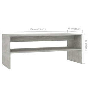 Τραπεζάκι Σαλονιού Γκρι Σκυροδέματος 100x40x40 εκ. Επεξ. Ξύλο
