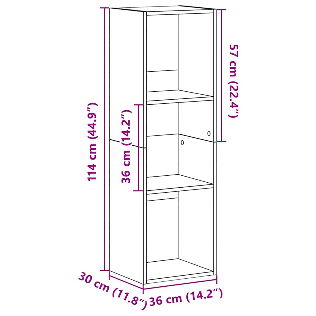 Βιβλιοθήκη/Έπιπλο TV Γκρι Σκυροδέματος 36x30x114 εκ Επεξ. Ξύλο