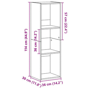 Βιβλιοθήκη/Έπιπλο TV Γκρι Σκυροδέματος 36x30x114 εκ Επεξ. Ξύλο