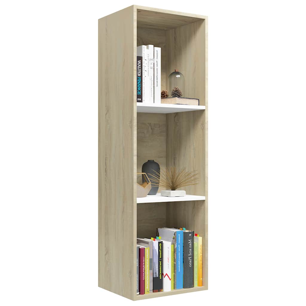 Βιβλιοθήκη/Έπιπλο TV Λευκό/Sonoma Δρυς 36x30x114 εκ Επεξ. Ξύλο