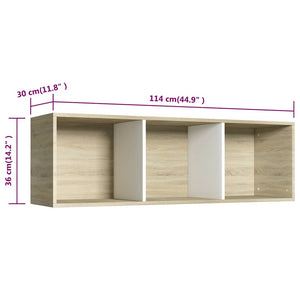 Βιβλιοθήκη/Έπιπλο TV Λευκό/Sonoma Δρυς 36x30x114 εκ Επεξ. Ξύλο
