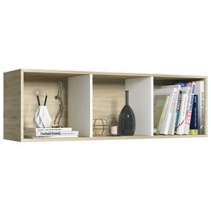 Βιβλιοθήκη/Έπιπλο TV Λευκό/Sonoma Δρυς 36x30x114 εκ Επεξ. Ξύλο