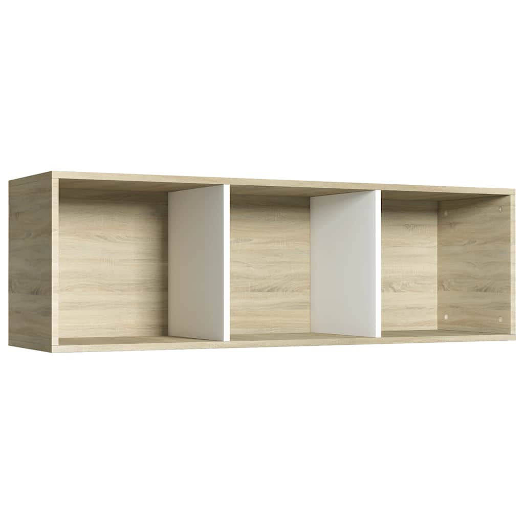 Βιβλιοθήκη/Έπιπλο TV Λευκό/Sonoma Δρυς 36x30x114 εκ Επεξ. Ξύλο