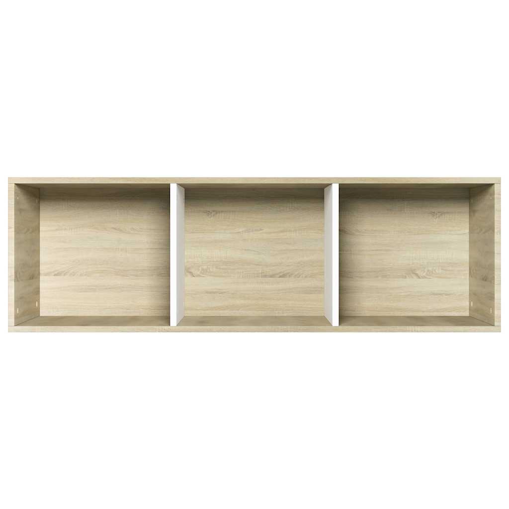 Βιβλιοθήκη/Έπιπλο TV Λευκό/Sonoma Δρυς 36x30x114 εκ Επεξ. Ξύλο