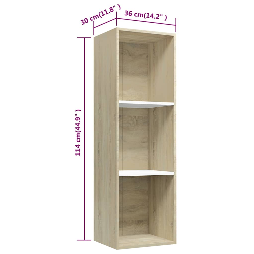 Βιβλιοθήκη/Έπιπλο TV Λευκό/Sonoma Δρυς 36x30x114 εκ Επεξ. Ξύλο
