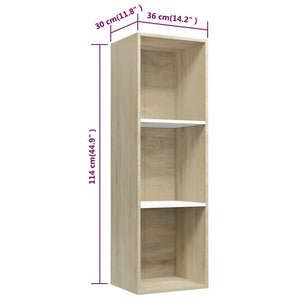 Βιβλιοθήκη/Έπιπλο TV Λευκό/Sonoma Δρυς 36x30x114 εκ Επεξ. Ξύλο