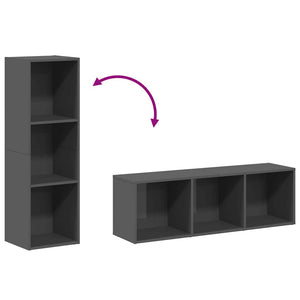 Βιβλιοθήκη/Έπιπλο TV Γυαλιστερό Γκρι 36x30x114 εκ. Επεξ. Ξύλο - Pakobazaar
