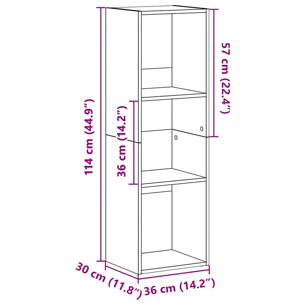 Βιβλιοθήκη/Έπιπλο TV Γυαλιστερό Γκρι 36x30x114 εκ. Επεξ. Ξύλο - Pakobazaar