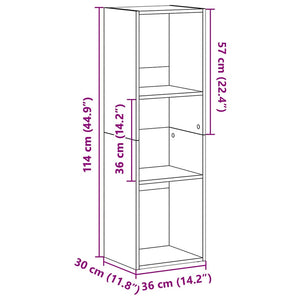 Βιβλιοθήκη/Έπιπλο TV Γυαλιστερό Γκρι 36x30x114 εκ. Επεξ. Ξύλο - Pakobazaar