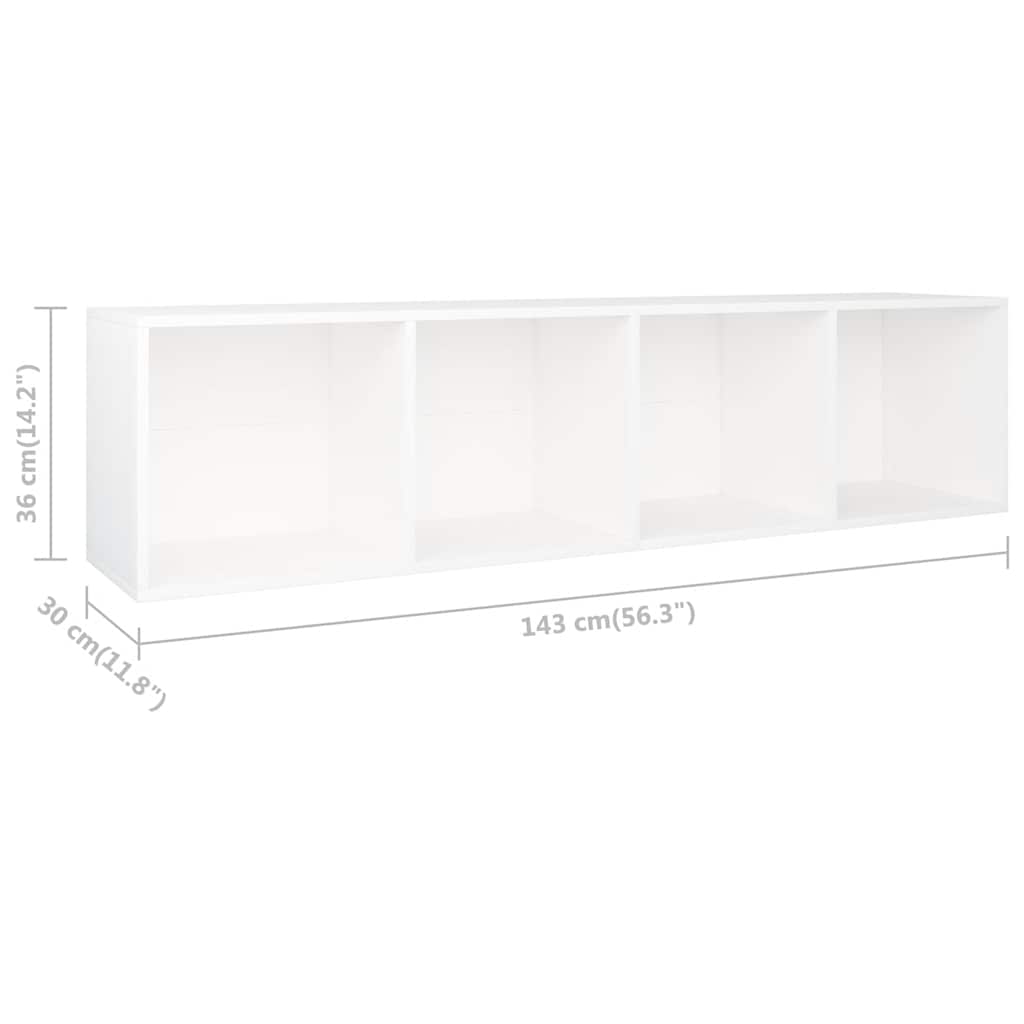 Βιβλιοθήκη/Έπιπλο Τηλεόρασης Λευκό 36x30x143 εκ. Επεξ. Ξύλο