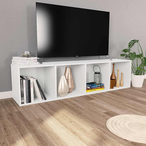 Βιβλιοθήκη/Έπιπλο Τηλεόρασης Λευκό 36x30x143 εκ. Επεξ. Ξύλο