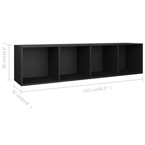 Βιβλιοθήκη/Έπιπλο Τηλεόρασης Μαύρο 36x30x143 εκ. Επεξ. Ξύλο
