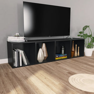Βιβλιοθήκη/Έπιπλο Τηλεόρασης Μαύρο 36x30x143 εκ. Επεξ. Ξύλο
