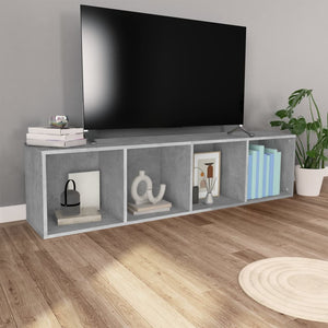 Βιβλιοθήκη/Έπιπλο TV Γκρι Σκυροδέματος 36x30x143 εκ Επεξ. Ξύλο
