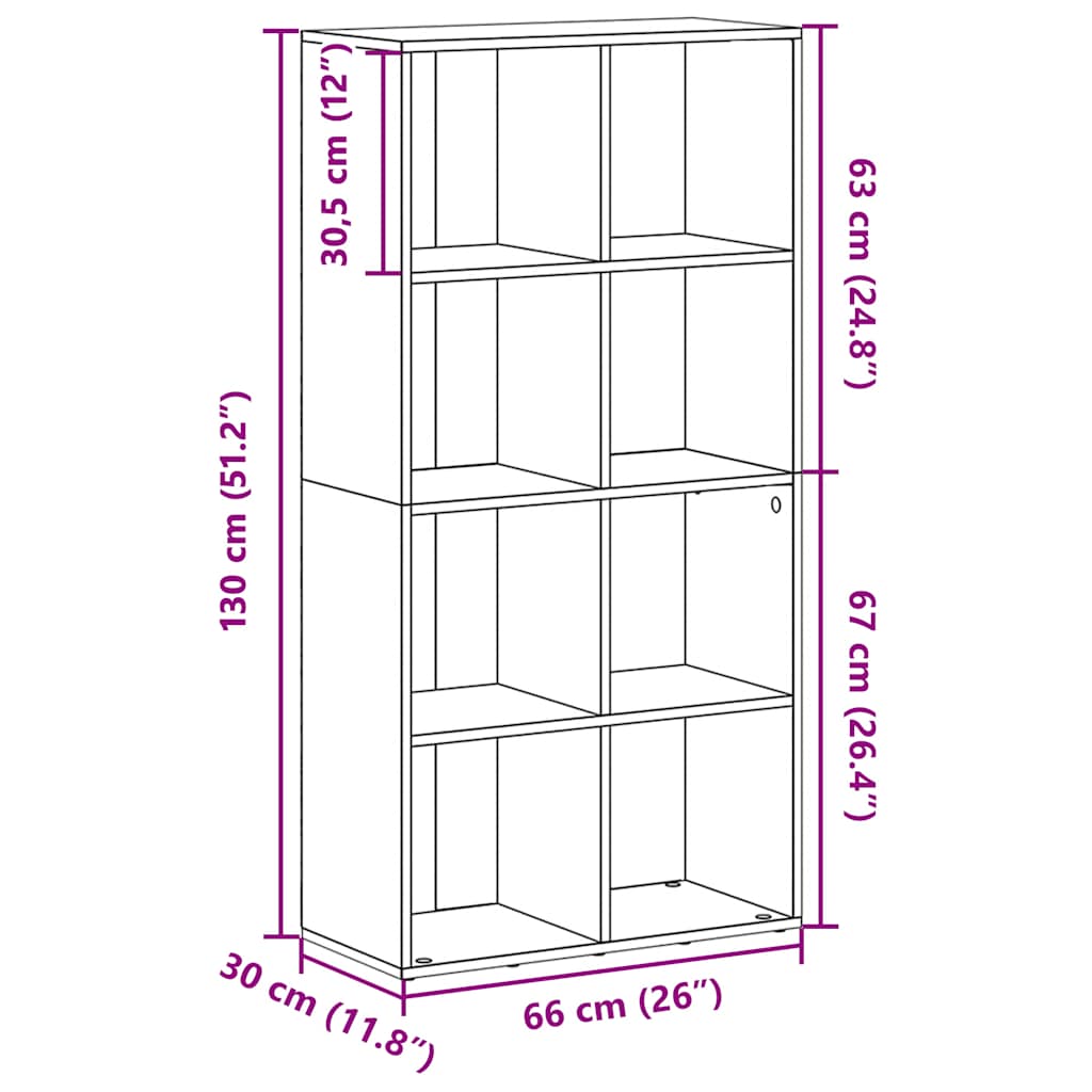 Ραφιέρα/Βιβλιοθήκη Sonoma Δρυς 66x30x130 εκ. από Επεξ. Ξύλο - Pakobazaar