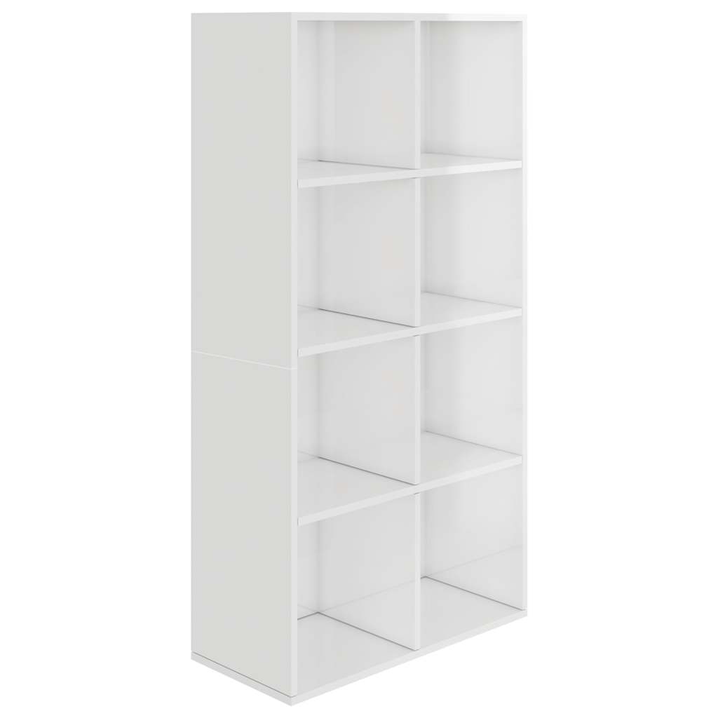Ραφιέρα/Βιβλιοθήκη Γυαλιστερό Λευκό 66x30x130 εκ. Επεξ. Ξύλο