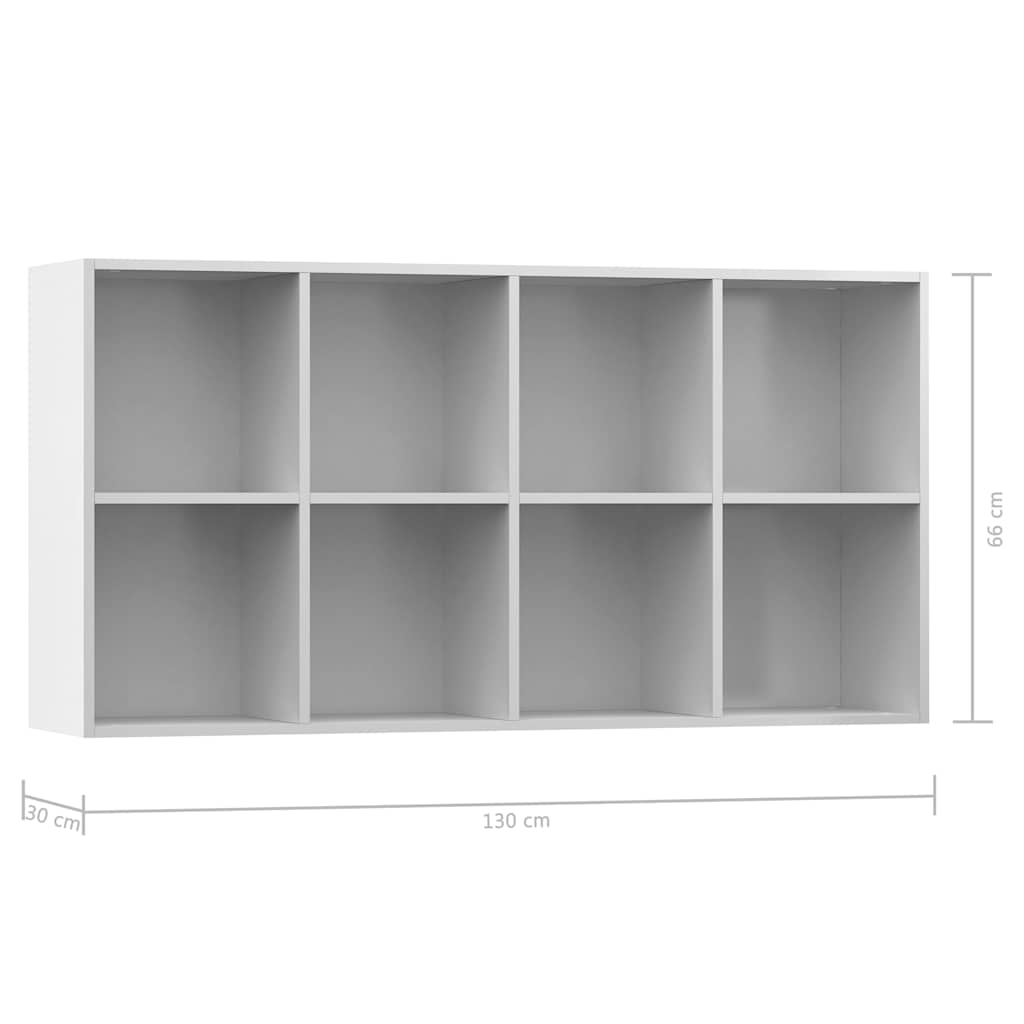 Ραφιέρα/Βιβλιοθήκη Γυαλιστερό Λευκό 66x30x130 εκ. Επεξ. Ξύλο