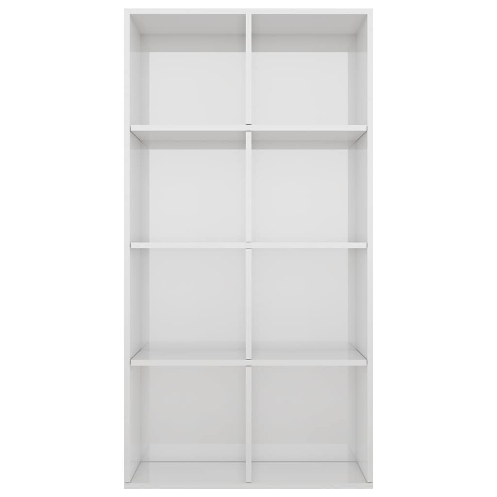 Ραφιέρα/Βιβλιοθήκη Γυαλιστερό Λευκό 66x30x130 εκ. Επεξ. Ξύλο