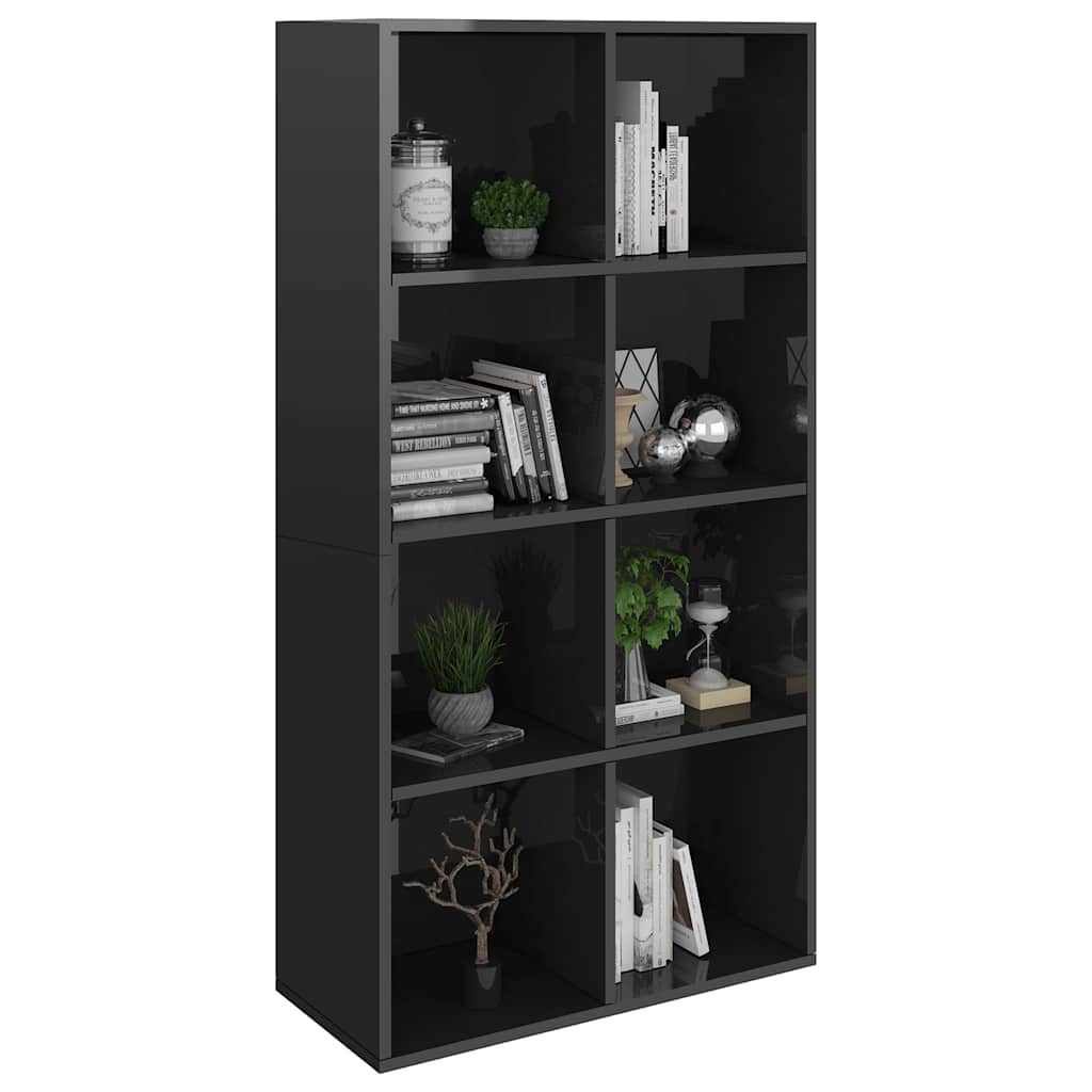 Ραφιέρα Κάθετη/Οριζόντια Γυαλισ. Μαύρο 66x30x130 εκ Μοριοσανίδα