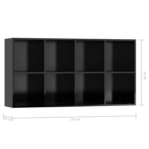 Ραφιέρα Κάθετη/Οριζόντια Γυαλισ. Μαύρο 66x30x130 εκ Μοριοσανίδα