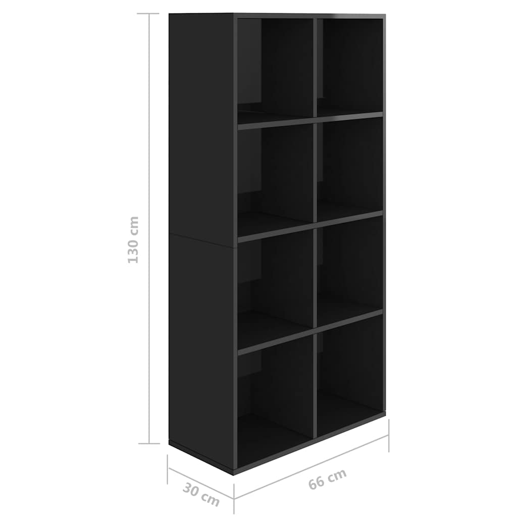 Ραφιέρα Κάθετη/Οριζόντια Γυαλισ. Μαύρο 66x30x130 εκ Μοριοσανίδα