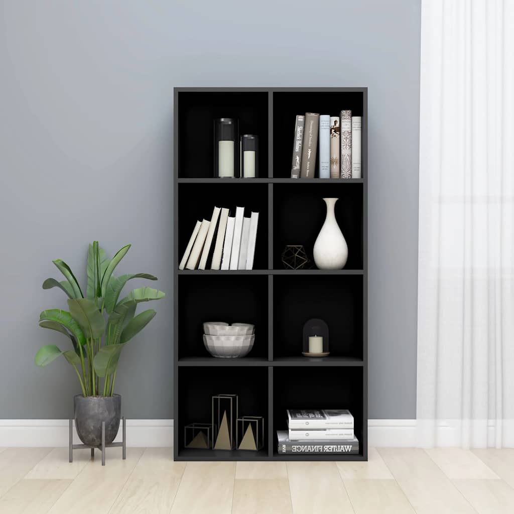 Ραφιέρα Κάθετη/Οριζόντια Γυαλισ. Μαύρο 66x30x130 εκ Μοριοσανίδα