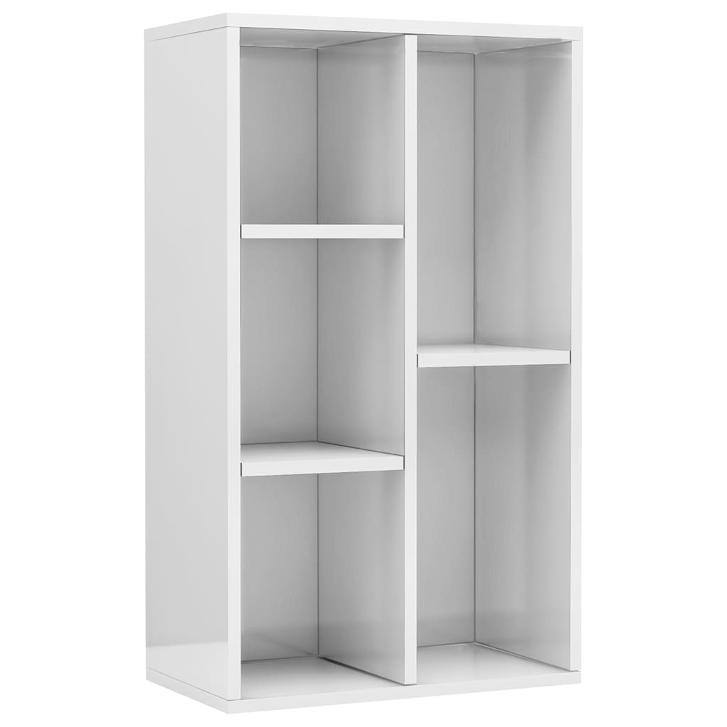 Ραφιέρα / Βιβλιοθήκη Γυαλιστερό Λευκό 50x25x80 εκ. Επεξ. Ξύλο